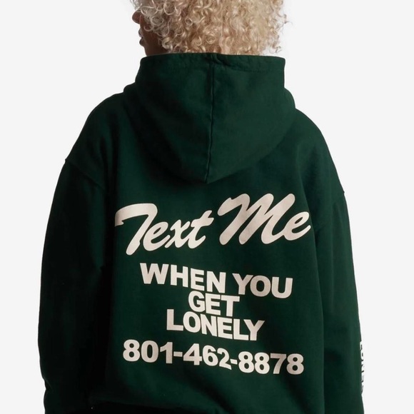 Lonely Ghost Dark Green Graphic Hoodie - Picture 2 of 6